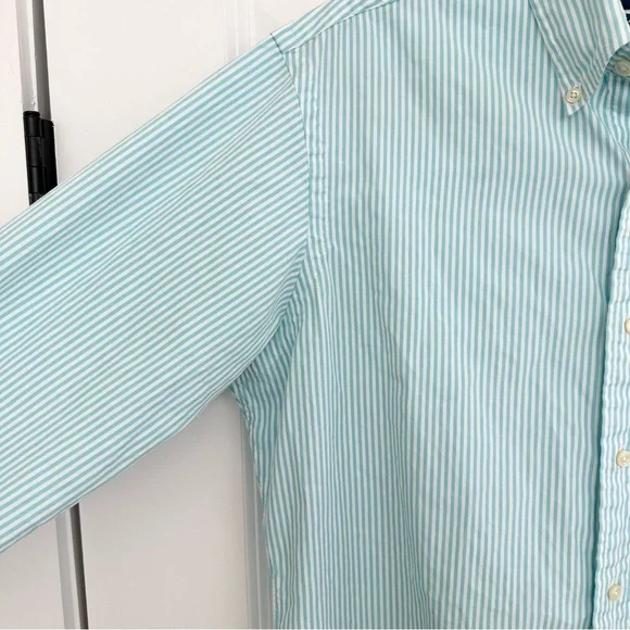 Ralph Lauren Oversized Fit Blue / Green & White Striped Button-Down Oxford Shirt - Picture 6 of 16